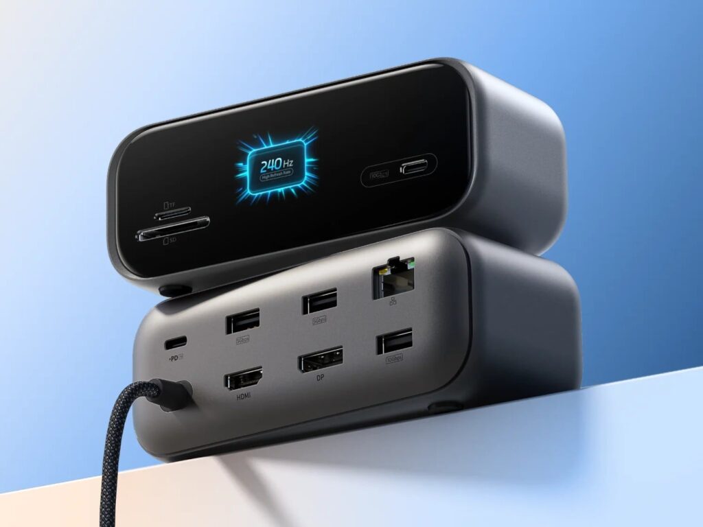 Anker 10-in-1 Desktop USB-C Hub with built-in color smart display on a desk