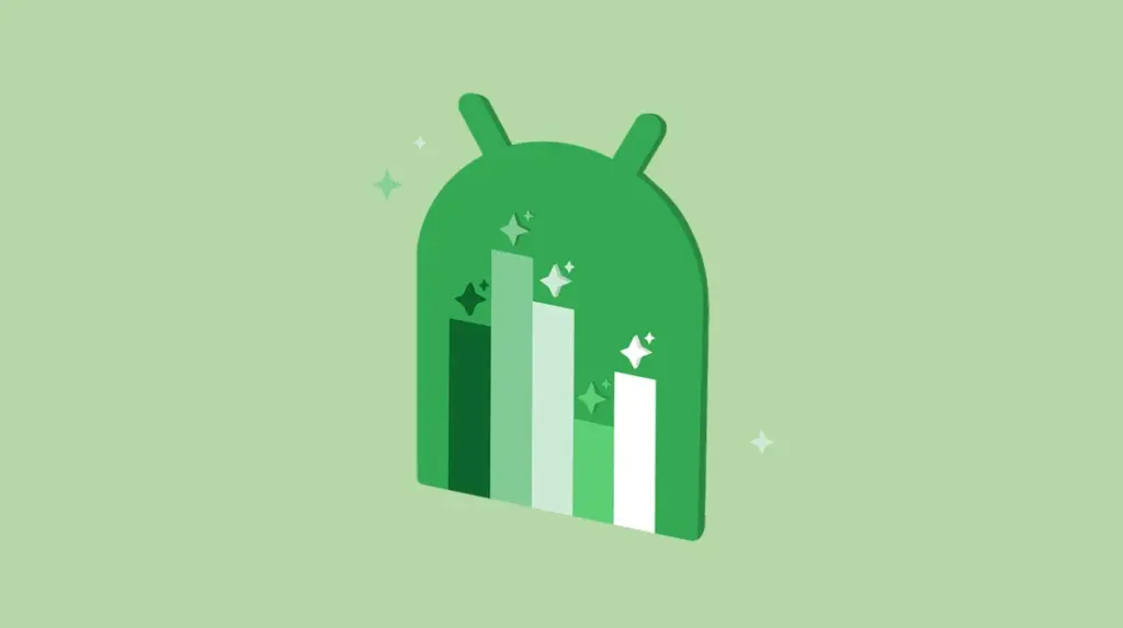 A developer monitor displaying Android development code and benchmark testing metrics.