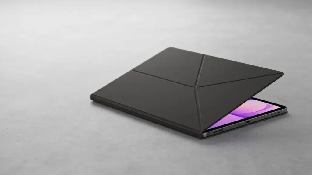 Official Samsung Galaxy Tab S12+ Book Cover case renders in Black and White